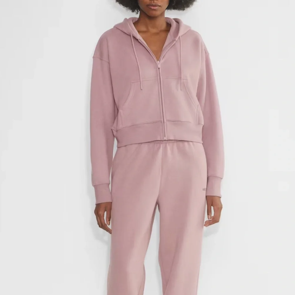 Aritzia TNA Cropped Boyfriend Full Zip Hoodie XS in pink soft orchid - Picture 1 of 5